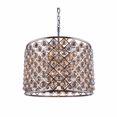 Elegant Madison 8-LT Polished Nickel Chandelier Golden Teak Royal Cut Crystal - 1206D27PN-GT/RC