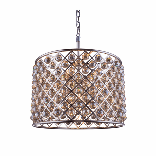 Elegant Madison 8-LT Polished Nickel Chandelier Golden Teak Royal Cut Crystal - 1206D27PN-GT/RC