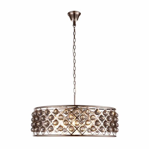 Elegant Madison 8-LT Polished Nickel Chandelier Silver Shade Royal Cut Crystal - 1214D32PN-SS/RC