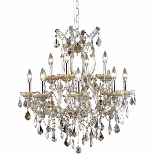 Elegant Maria Theresa 13-LT Golden Teak Chandelier Golden Teak Royal Cut Crystal - 2800D27GT-GT/RC