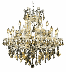 Elegant Maria Theresa 19-LT Chrome Chandelier Golden Teak Royal Cut Crystal - 2800D30C-GT/RC