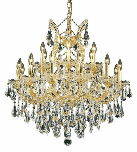 Elegant Maria Theresa 19-LT Gold Chandelier Clear Royal Cut Crystal - 2801D30G/RC