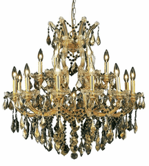 Elegant Maria Theresa 19-LT Gold Chandelier Golden Teak Royal Cut Crystal - 2800D30G-GT/RC
