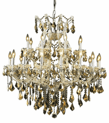 Elegant Maria Theresa 24-LT Chrome Chandelier Golden Teak Royal Cut Crystal - 2800D36C-GT/RC