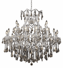 Elegant Maria Theresa 24-LT Chrome Chandelier Golden Teak Royal Cut Crystal - 2801D36C-GT/RC