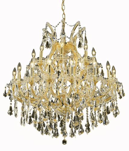 Elegant Maria Theresa 24-LT Gold Chandelier Golden Teak Royal Cut Crystal - 2801D36G-GT/RC