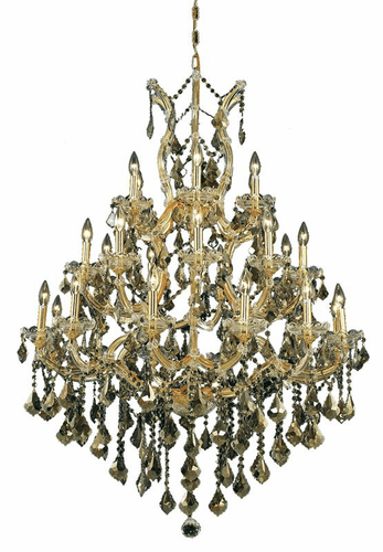 Elegant Maria Theresa 28-LT Gold Chandelier Golden Teak Royal Cut Crystal - 2800D38G-GT/RC