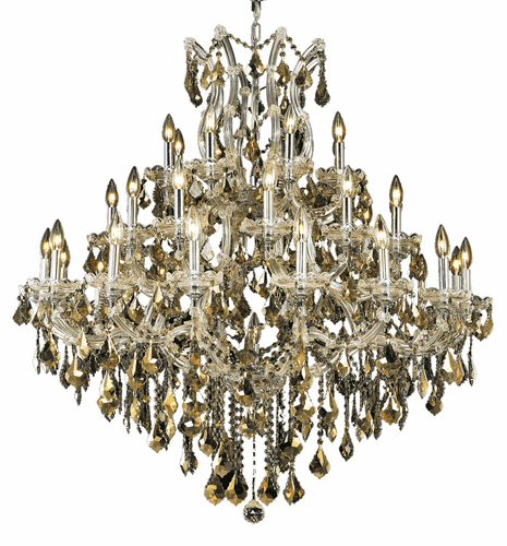 Elegant Maria Theresa 37-LT Chrome Chandelier Golden Teak Royal Cut Crystal - 2800G44C-GT/RC