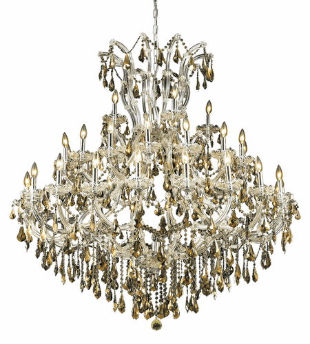 Elegant Maria Theresa 41-LT Chrome Chandelier Golden Teak Royal Cut Crystal - 2801G52C-GT/RC