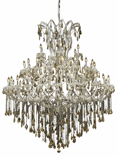 Elegant Maria Theresa 49-LT Chrome Chandelier Golden Teak Royal Cut Crystal - 2801G60C-GT/RC