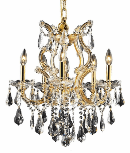 Elegant Maria Theresa 6-LT Gold Chandelier Clear Royal Cut Crystal - 2801D20G/RC