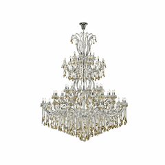 Elegant Maria Theresa 84-LT Chrome Chandelier w/Golden Teak Tear Drop Crystals - 2803G120C-GT/RC