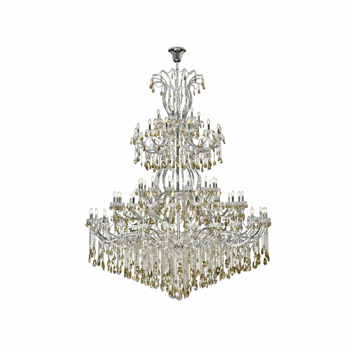 Elegant Maria Theresa 84-LT Chrome Chandelier w/Golden Teak Tear Drop Crystals - 2803G120C-GT/RC