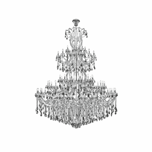 Elegant Maria Theresa 84-LT Chrome Chandelier w/Silver Shade Tear Drop Crystals - 2803G120C-SS/RC