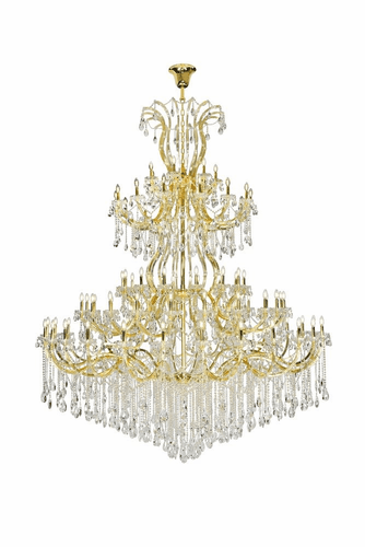 Elegant Maria Theresa 84-LT Gold Chandelier w/Clear Tear Drop Crystals - 2803G120G/RC