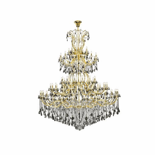 Elegant Maria Theresa 84-LT Gold Chandelier w/Silver Shade Tear Drop Crystals - 2803G120G-SS/RC