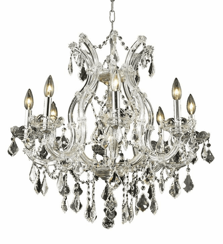 Elegant Maria Theresa 9-LT Chrome Chandelier Clear Royal Cut Crystal - 2800D26C/RC