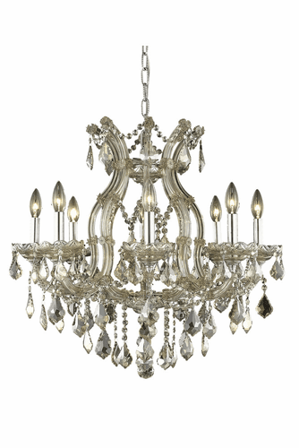Elegant Maria Theresa 9-LT Golden Teak Chandelier Golden Teak Royal Cut Crystal - 2800D26GT-GT/RC