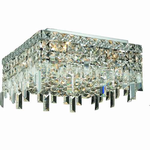 Elegant Maxime 4-LT Chrome Flush Mount Clear Royal Cut Crystal - V2033F12C/RC