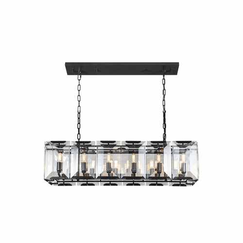 Elegant Monaco 12-LT Flat Black (Matte) Chandelier Clear Glass Crystal - 1212D40FB