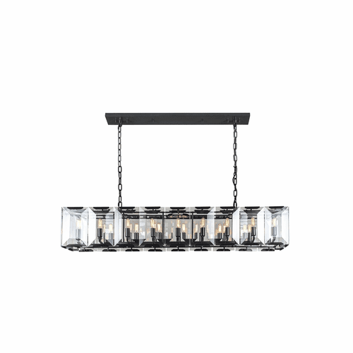 Elegant Monaco 18-LT Flat Black (Matte) Chandelier Clear Glass Crystal - 1212D60FB
