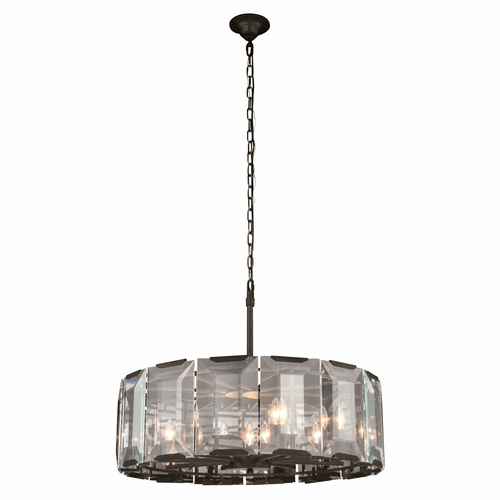 Elegant Monaco 8-LT Flat Black (Matte) Chandelier Clear Glass Crystal - 1211D30FB
