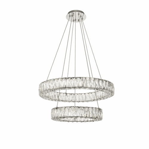 Elegant Monroe Integrated LED Chip Light Chrome Chandelier Clear Cut Crystal - 3503G24C