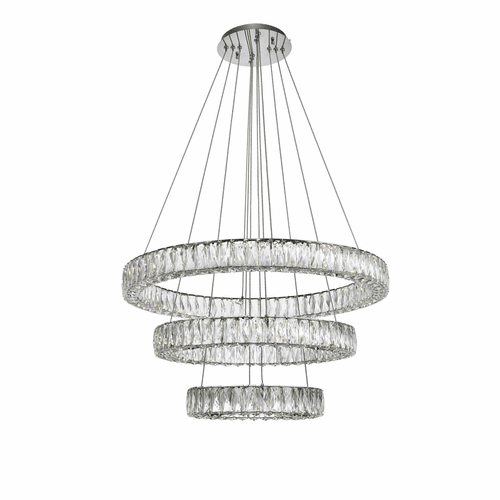 Elegant Monroe Integrated LED Chip Light Chrome Chandelier Clear Cut Crystal - 3503G3LC