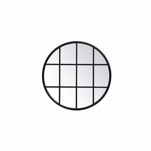 Elegant Motif Metal Windowpane Mirror 28" X 28" - Black - MR632828BK