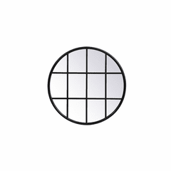 Elegant Motif Metal Windowpane Mirror 28" X 28" - Black - MR632828BK