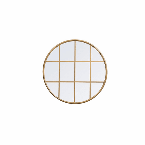 Elegant Motif Metal Windowpane Mirror 32" X 32" - Brass - MR633232BR