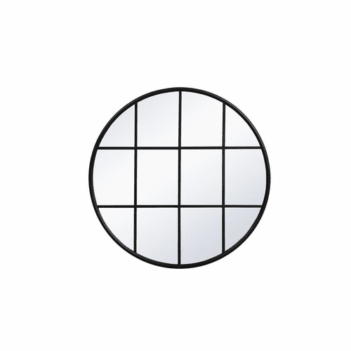 Elegant Motif Metal Windowpane Mirror 36" X 36" - Black - MR633636BK