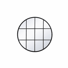 Elegant Motif Metal Windowpane Mirror 36" X 36" - Black - MR633636BK