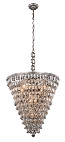 Elegant Nordic 7-LT Antique Silver Chandelier Clear Royal Cut Crystal - 1219D24AS/RC