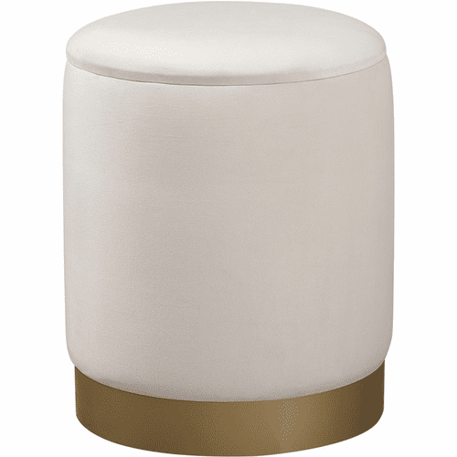 Elegant Ozman Round 14" Ottoman - Beige - OT1015BGE