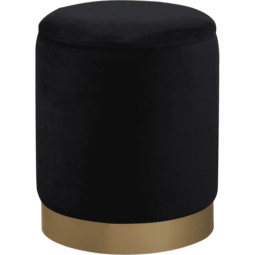 Elegant Ozman Round 14" Ottoman - Black - OT1015BK