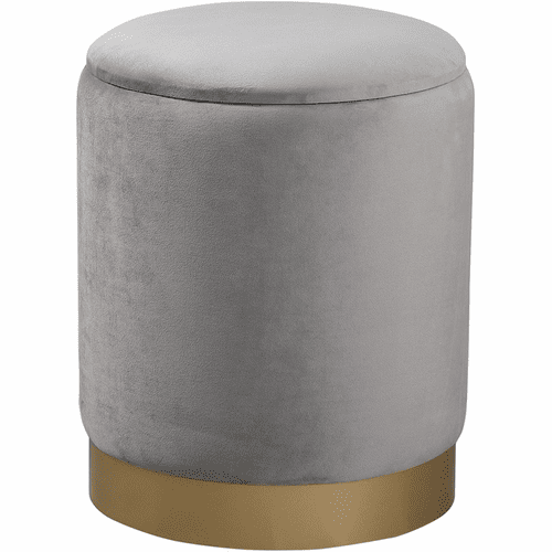Elegant Ozman Round 14" Ottoman - Gray - OT1015GY