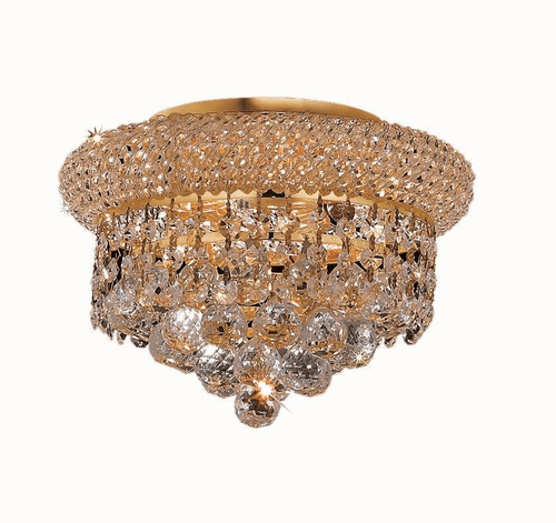 Elegant Primo 3-LT Gold Flush Mount Clear Royal Cut Crystal - V1800F10G/RC