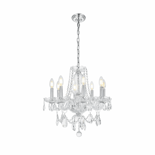 Elegant Princeton 8-LT Chrome Chandelier Clear Royal Cut Crystal - V7838D20C/RC