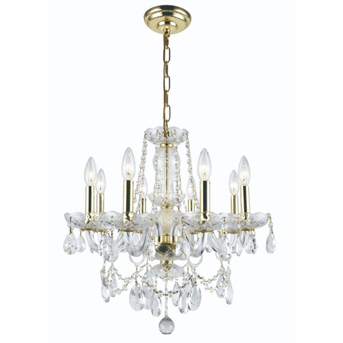 Elegant Princeton 8-LT Gold Chandelier Clear Royal Cut Crystal - V7838D20G/RC