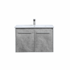 Elegant Rasina 30" Single Bathroom Floating Vanity - Concrete Grey - VF44030CG
