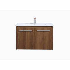 Elegant Rasina 30" Single Bathroom Floating Vanity - Walnut Brown - VF44030WB