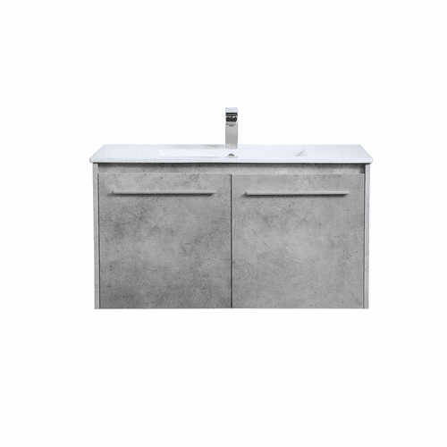 Elegant Rasina 36" Single Bathroom Floating Vanity - Concrete Grey - VF44036CG