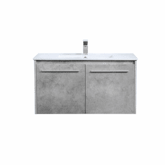 Elegant Rasina 36" Single Bathroom Floating Vanity - Concrete Grey - VF44036CG