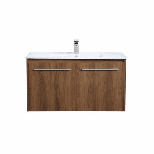 Elegant Rasina 36" Single Bathroom Floating Vanity - Walnut Brown - VF44036WB