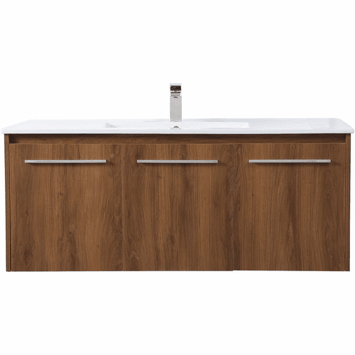 Elegant Rasina 48" Single Bathroom Floating Vanity - Walnut Brown - VF44048WB