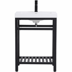 Elegant Raya 24" Single Bathroom Metal Vanity - Black - VF14024BK