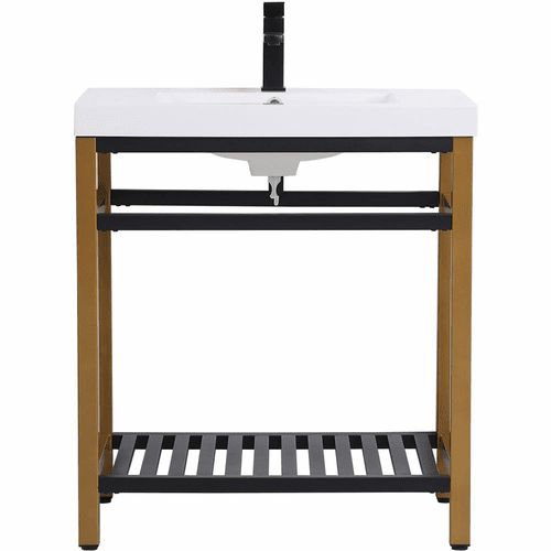 Elegant Raya 30" Single Bathroom Metal Vanity - Golden Black - VF14030GB