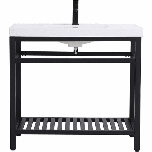 Elegant Raya 36" Single Bathroom Metal Vanity - Black - VF14036BK