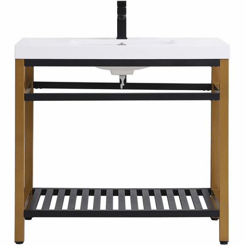 Elegant Raya 36" Single Bathroom Metal Vanity - Golden Black - VF14036GB